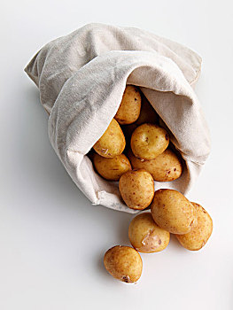 土豆,袋,白色背景