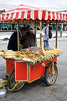 玉米,货摊,伊斯坦布尔,土耳其