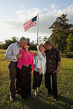 劳德代尔堡,佛罗里达,美国,吻,美国国旗,飞,上方
