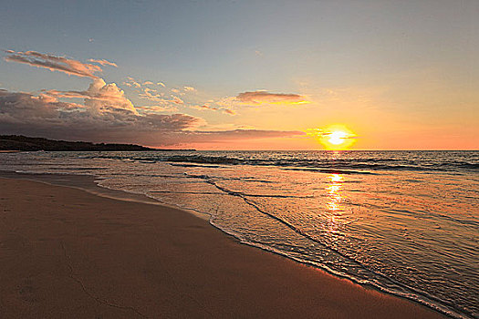 夏威夷,哈普纳,海滩,日落