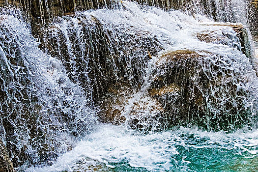 溅,水,瀑布,琅勃拉邦,老挝,亚洲