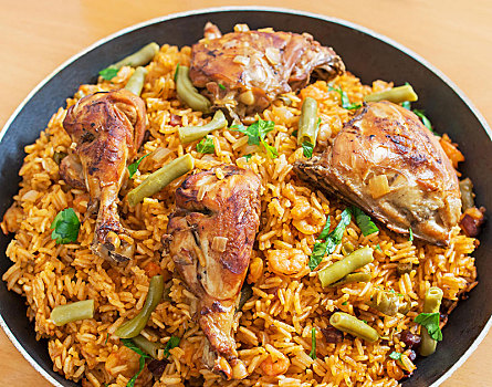 米饭,锅,炸鸡,非洲风味,利比里亚,非洲