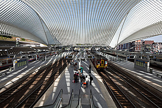 站台,火车站,车站,建筑师,圣地亚哥,瓦龙,区域,比利时,欧洲
