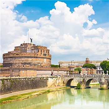 城堡,桥,罗马,意大利