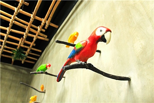 鸟,雕塑,彩色,墙壁