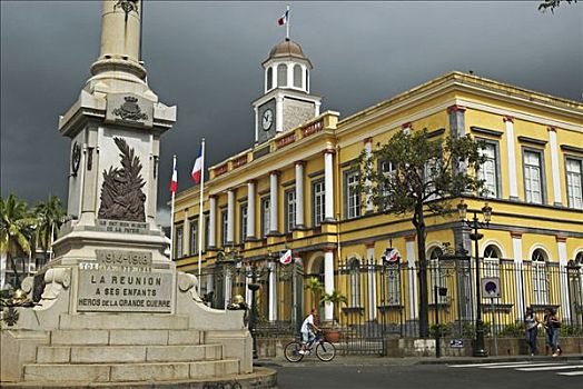市政厅,纪念建筑,军人,杀死,动作,首府,留尼汪岛,法国,非洲
