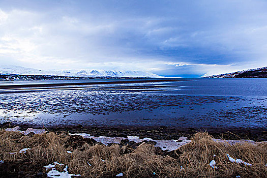 火山,风景,黎明,冰岛
