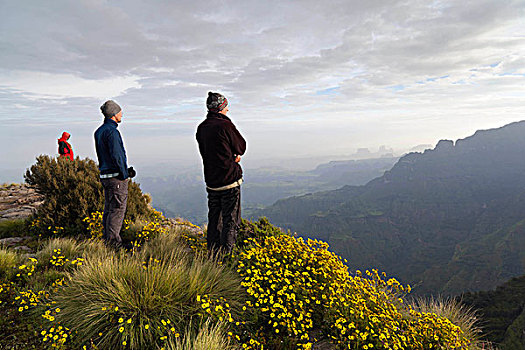旅游,边缘,悬崖,山,国家公园,埃塞俄比亚