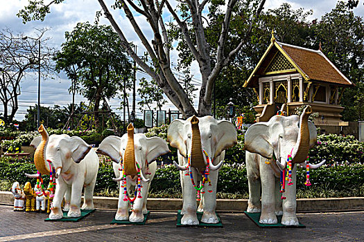 大象,雕塑,楼梯,神祠,乌龙面,泰国,亚洲
