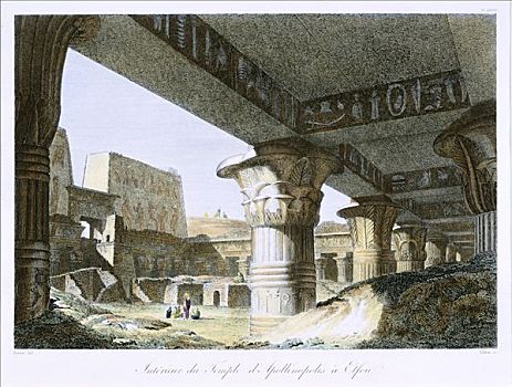 砂岩,伊迪芙,专注,神,霍鲁斯,埃及,1838年,艺术家