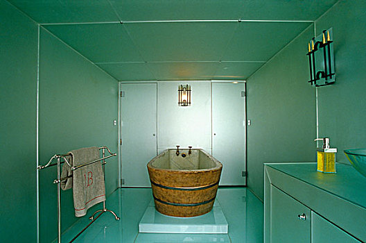 浴室,老,新,一起,大,老式,石头,中心,玻璃,简约,留白