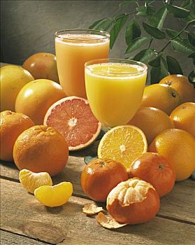 玻璃杯,葡萄柚汁,橙汁,柑橘