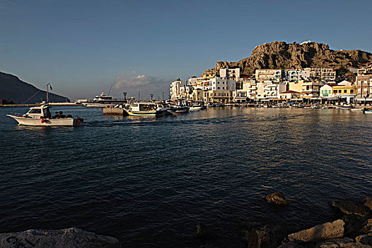 港口,喀帕苏斯岛,爱琴海岛屿,多德卡尼斯群岛,爱琴海,希腊,欧洲