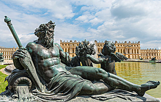 铜像,凡尔赛宫,世界遗产,伊夫利纳,区域,法兰西岛,法国,欧洲
