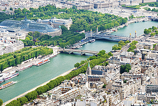 航拍,塞纳河,法国,巴黎