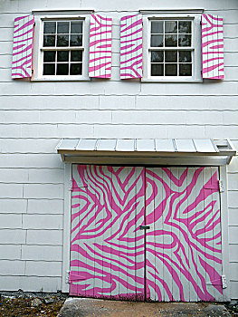 前卫,粉色,斑马纹,门,百叶窗,车库