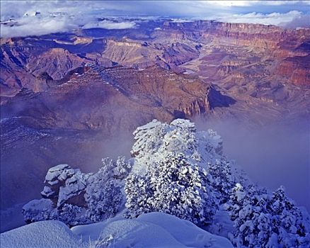 重,雪,南缘,科罗拉多河,大峡谷国家公园,亚利桑那