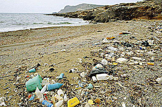 克里特岛,垃圾,海滩