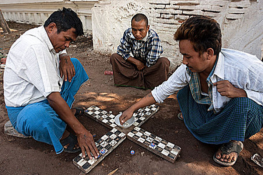 男人,玩,棋类游戏,曼德勒,分开,缅甸,亚洲