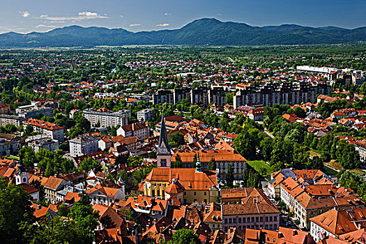 俯视图,卢布尔雅那,斯洛文尼亚,城堡,毕业生