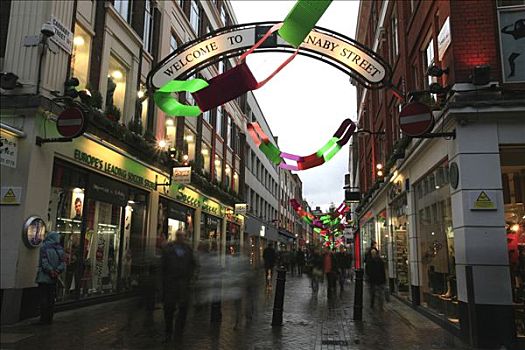 圣诞装饰,街道,伦敦,英国