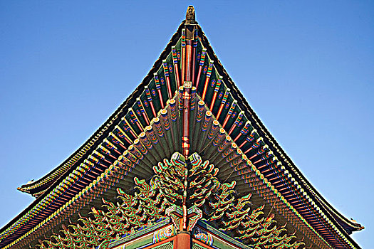 建筑细节,勤政殿,景福宫,首尔,韩国