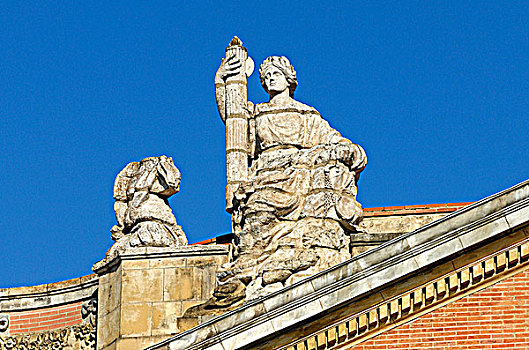 法国,图卢兹,市政厅,雕塑,屋顶