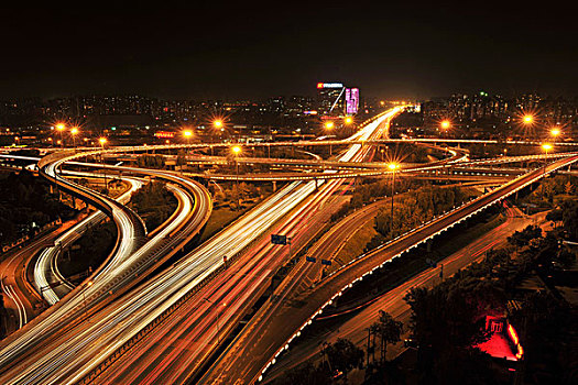 北京四环路四惠立交桥夜景