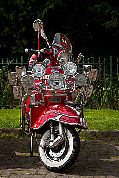 红色小轮摩托,许多,镜子,风格,摩托车,20世纪60年代
