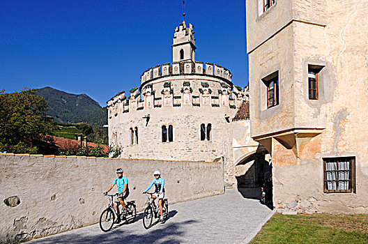 伴侣,骑,电,自行车,寺院,省,意大利,欧洲