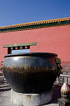 中国,北京,故宫,帝王,宫殿,明代,清朝,巨大,青铜,坛罐,拿,水
