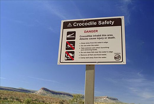 警告标识,鳄鱼,北领地州,澳大利亚