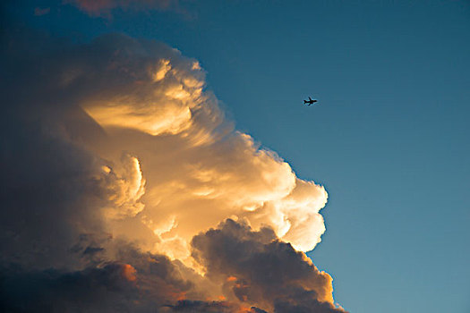 飞机,飞,室外,巨大,波浪状,云,大幅,尺寸
