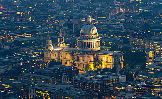 风景,光亮,圣保罗大教堂,夜晚,伦敦,英格兰,英国
