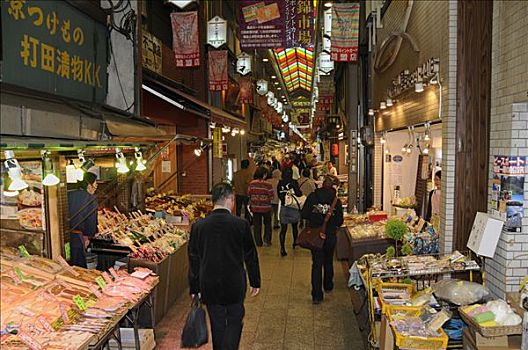 鱼肉,海鲜,食品市场,京都,日本,亚洲