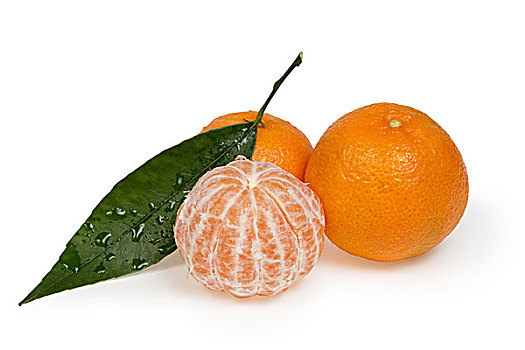 新鲜,柑橘,叶子,隔绝,白色背景