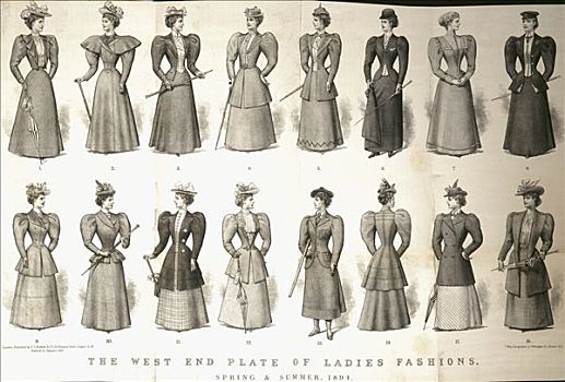 女性时尚,盘子,春天,夏季,1894年