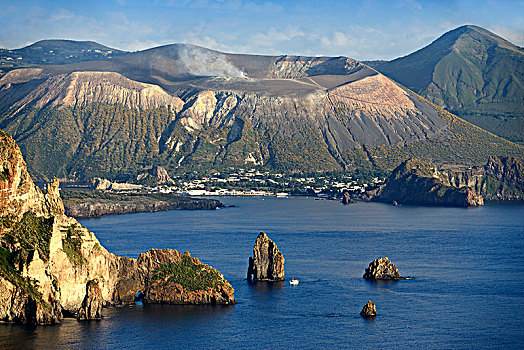 风景,观景楼,奶奶,相对,岛屿,火山,利帕里,利帕里群岛,意大利,欧洲