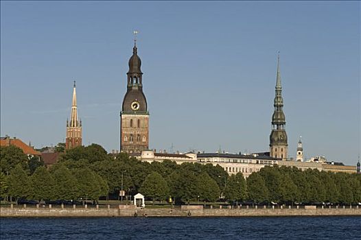 左边,右边,教堂,圆顶,大教堂,里加,拉脱维亚,波罗的海国家