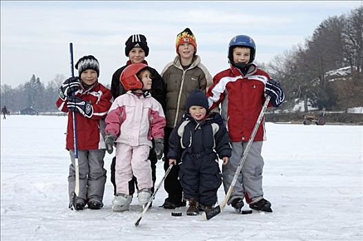 孩子,滑冰,冰