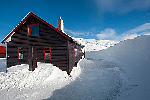 积雪,小屋,冰河,冰岛,高地,欧洲