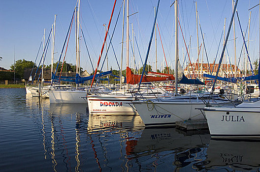 游艇,码头,湖,波兰