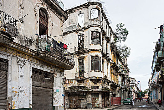 古巴,哈瓦那,地区,建筑,荒废