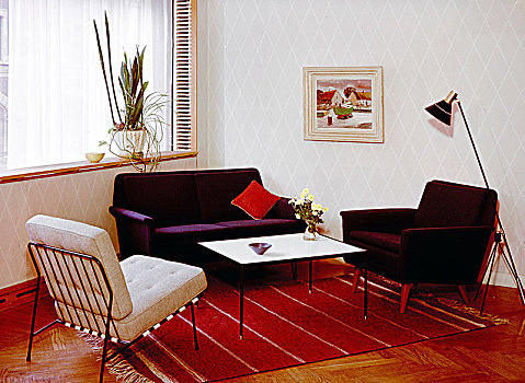 客厅,普通,瑞典,公寓,20世纪50年代,艺术家