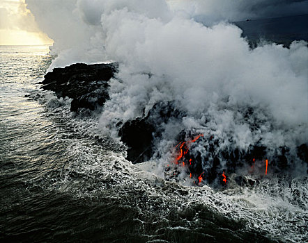 夏威夷,基拉韦厄火山,火山岩,海洋,大幅,尺寸