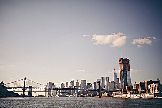 美国,纽约,曼哈顿大桥,曼哈顿,河,风景