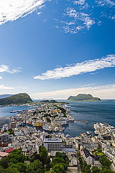 奥勒松,城镇,俯瞰,风景,夏天,挪威