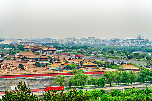 北京景山公园故宫全景