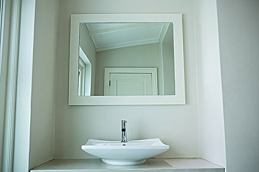 白色,水槽,镜子,浴室,在家