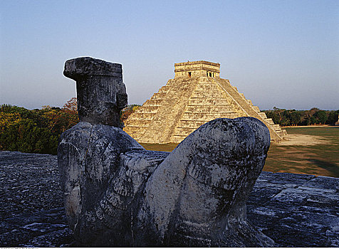 查克莫,库库尔坎金字塔,奇琴伊察,尤卡坦半岛,墨西哥